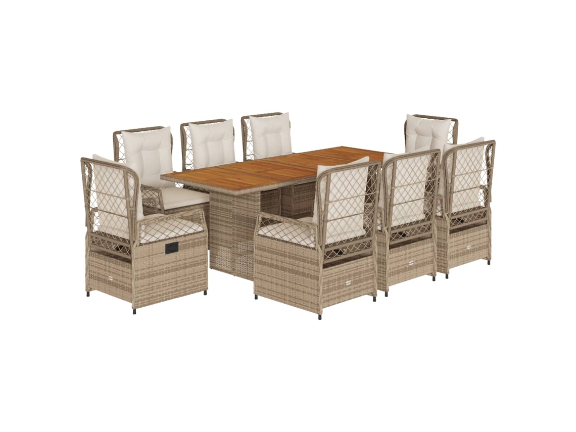 Maison Exclusive - Set Comedor De Jardín 9 Pzas Con Cojines Ratán Sintético Beige