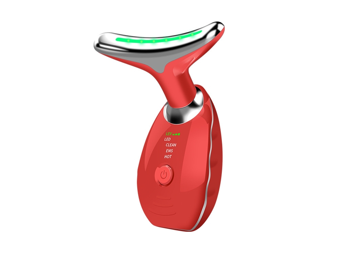 Masajeador facial portátil Herramienta multifuncional para el cuidado de la piel Masajeador facial y de cuello Dispositivo de belleza con 7 luces LED Yemaesre