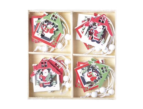 Colgante de Navidad de madera, decoraciones para árboles de Navidad, favores de fiesta de Navidad, estilo 4