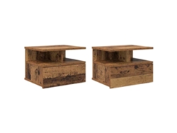 Mesita de noche flotante de 2 piezas en madera antigua 40x31x28 cm MAISON EXCLUSIVE