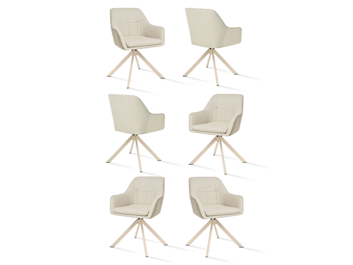 Sillas De Comedor Goeurvant 1437(pack De 6, Beige, Tela)