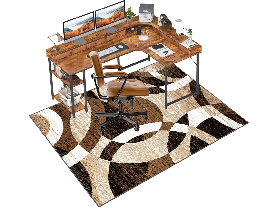 Alfombrilla protectora para sillas gaming/oficina de 80 x 120 cm, suelo laminado, azulejo azul, Xunzheng, suelos duros.