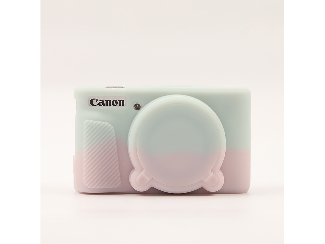 Funda de silicona para cámara Canon PowerShot SX740/SX730 HS con tapa de lente extraíble, rosa y verde GERTIZ