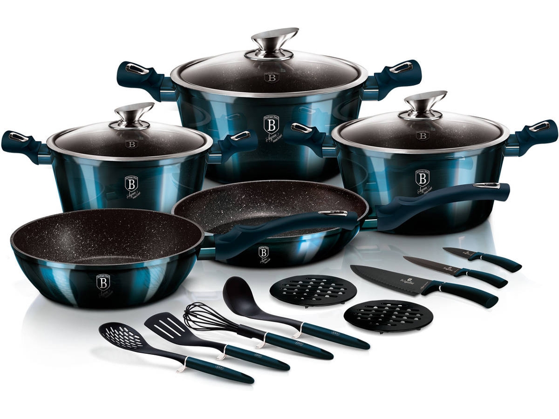 Batería de Cocina BERLINGER HAUS Aquamarine Azul (17un)