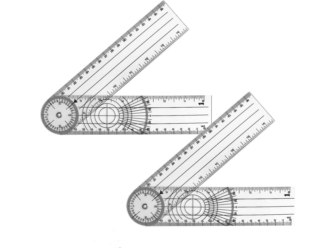 2 Piezas Goniómetro 14 Pulgadas De Pvc Médico Para Extremidades, Transparente 360 Grados