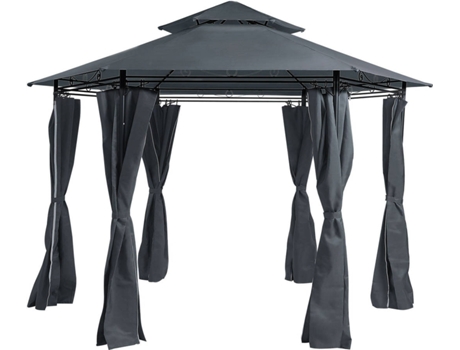 Cenador de Metal Gris Grafito Negro BELIANI Portel 350 cm