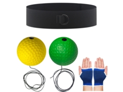 Pelota de boxeo Reflex, 2 pelotas React, 1 cinta elástica para la cabeza, con protectores de manos (verde) Eifson (20g/40g)