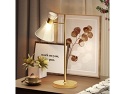 Lámpara Mesa Moderna Cristal Ámbar E27 Diseño Dorado