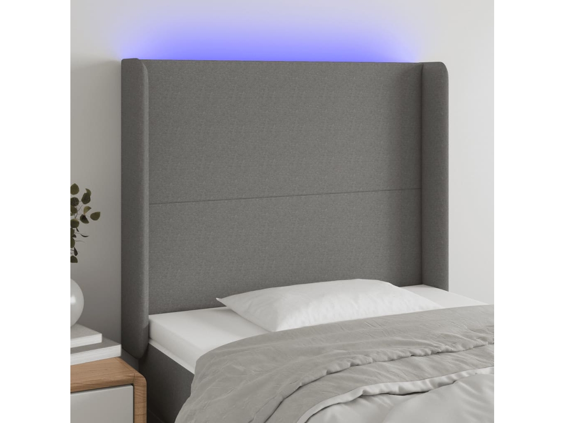 Cabecero Con Led De Tela Gris Oscuro103x16x118/128 Cm