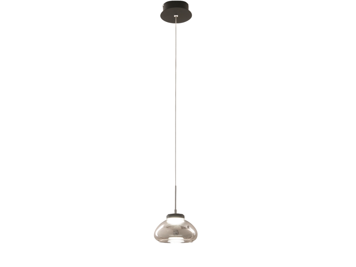 Lámpara colgante sencilla Arabella Fabas Luce LED 8W, diámetro 14 cm, ahumada