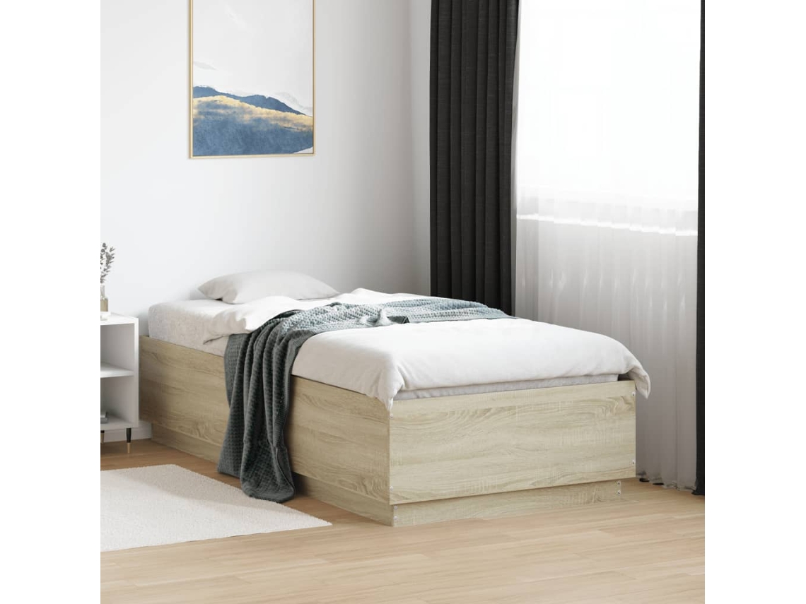 Estructura Cama Con Luces Led Madera Roble Sonoma 90x190 Cm