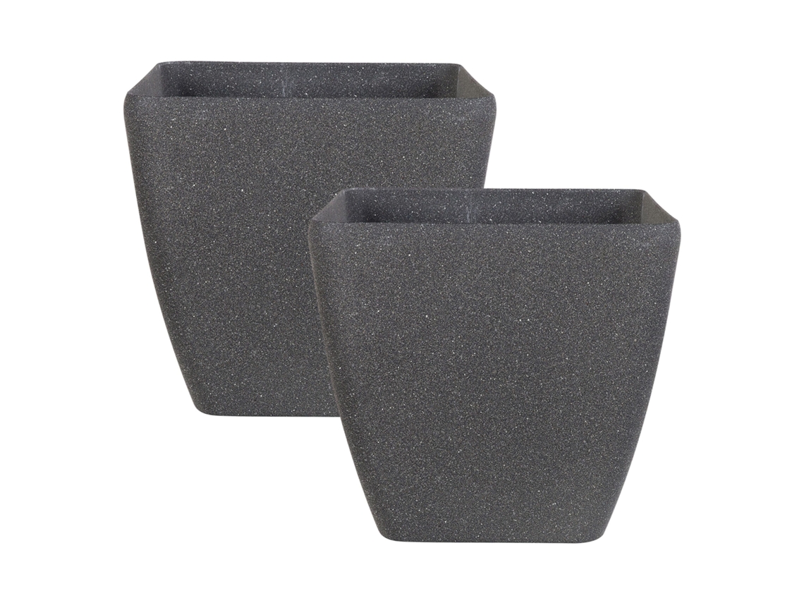 Conjunto de 2 macetas BELIANI Zeli de Mezcla de piedra, Poliresina Gris 34x34x34