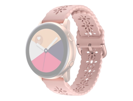 Correa de Silicona flor de ciruelo 20mm ahuecado para Samsung Galaxy Watch4 40mm/44mm/Watch4 Classic 42mm/Garmin Venu 2 Plus - rosa