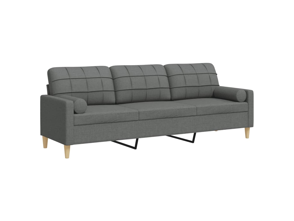 Maison Exclusive - Sofá De 3 Plazas Con Cojines Tela Gris Oscuro 210 Cm