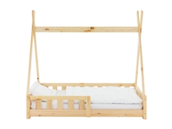 Cama infantil tipi ML-Design 70x140 cm color natural con protección anticaída y somier