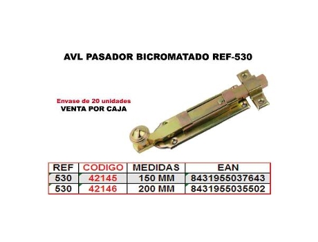 Avl pasador 530 bicromatado 200 mm (caja 20 unidades)
