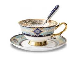 Juego De Taza Y Platillo De Porcelana Fina, 200 Ml, Azul Cielo, Para Café Y Té, Cocina Y Hogar.
