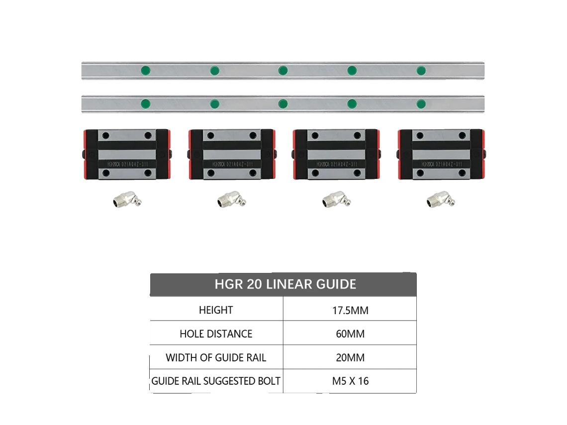 Guía lineal, material duradero, rendimiento de precisión, 2 rieles 4 Hgh20ca A, 1300 mm OEM