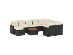 Maison Exclusive - Set De Sofás De Jardín 11 Pzas Y Cojines Ratán Sintético Negro