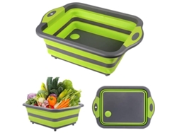 Rebe - Bandeja plegable para lavar y cortar con rejilla, ideal para acampar, cocinar, frutas, verduras y uso general.