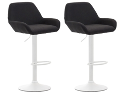Juego de 2 taburetes de bar en tela CLP Braga negro/blanco