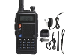 Kit De Rádios Portáteis Com Display Lcd E Clip De Apoio Carregável Usb Bivolt 100-240v Preto Plug Us