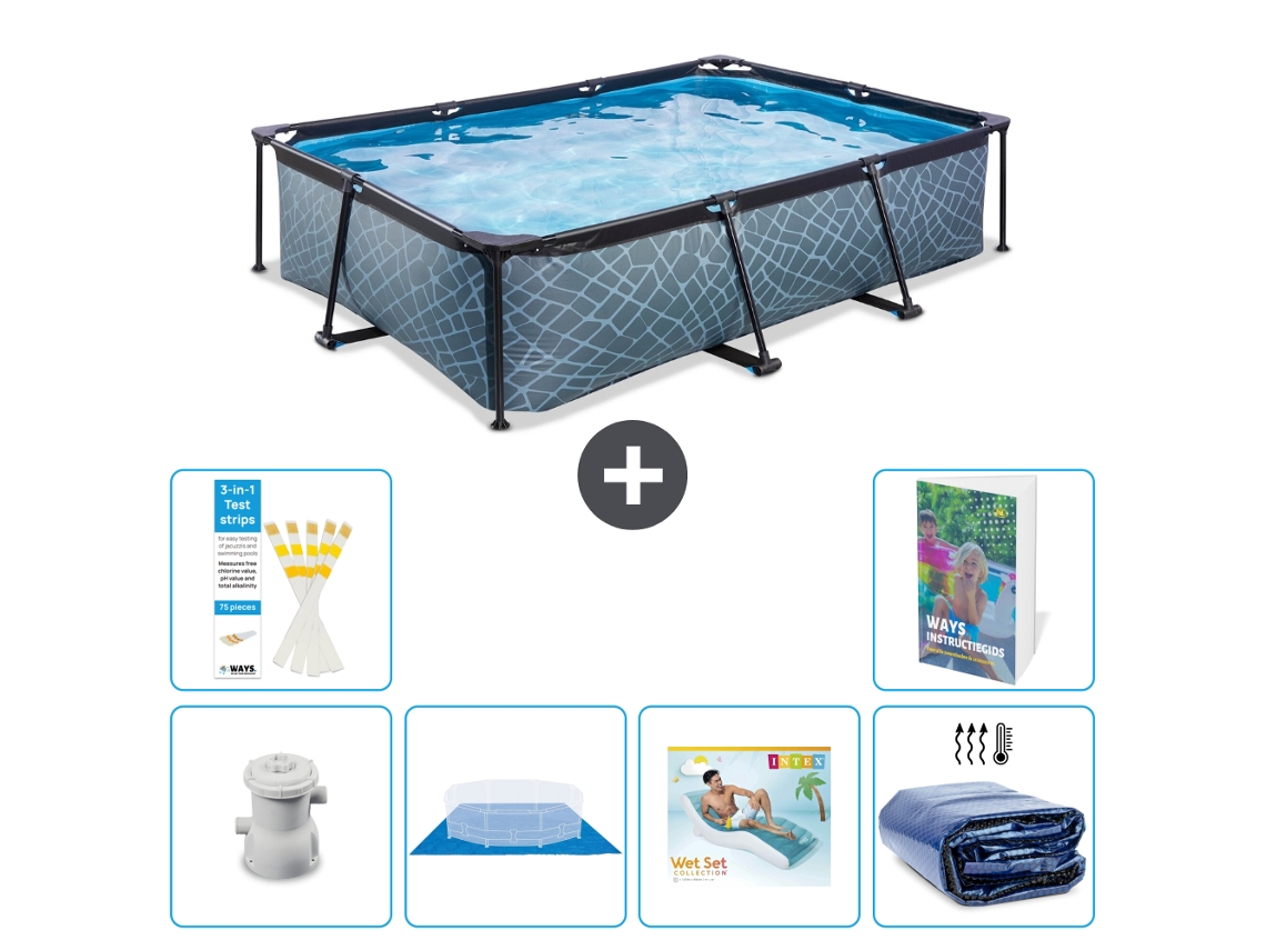 Exit-toys Piscina Exit Retangular - Efeito Pedra - 300x200x65 Cm - 7-peças S345
