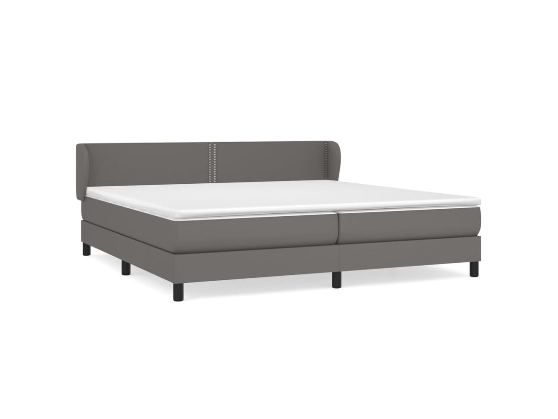 Maison Exclusive - Cama Box Spring Con Colchón Cuero Sintético Gris 200x200 Cm