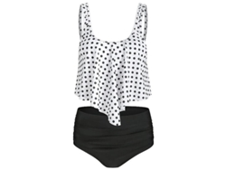 Conjunto De Bikini Tankini Para Mujer Con Cintura Alta Y Detalle De Volantes, Traje De Baño De Playa De Poliéster.