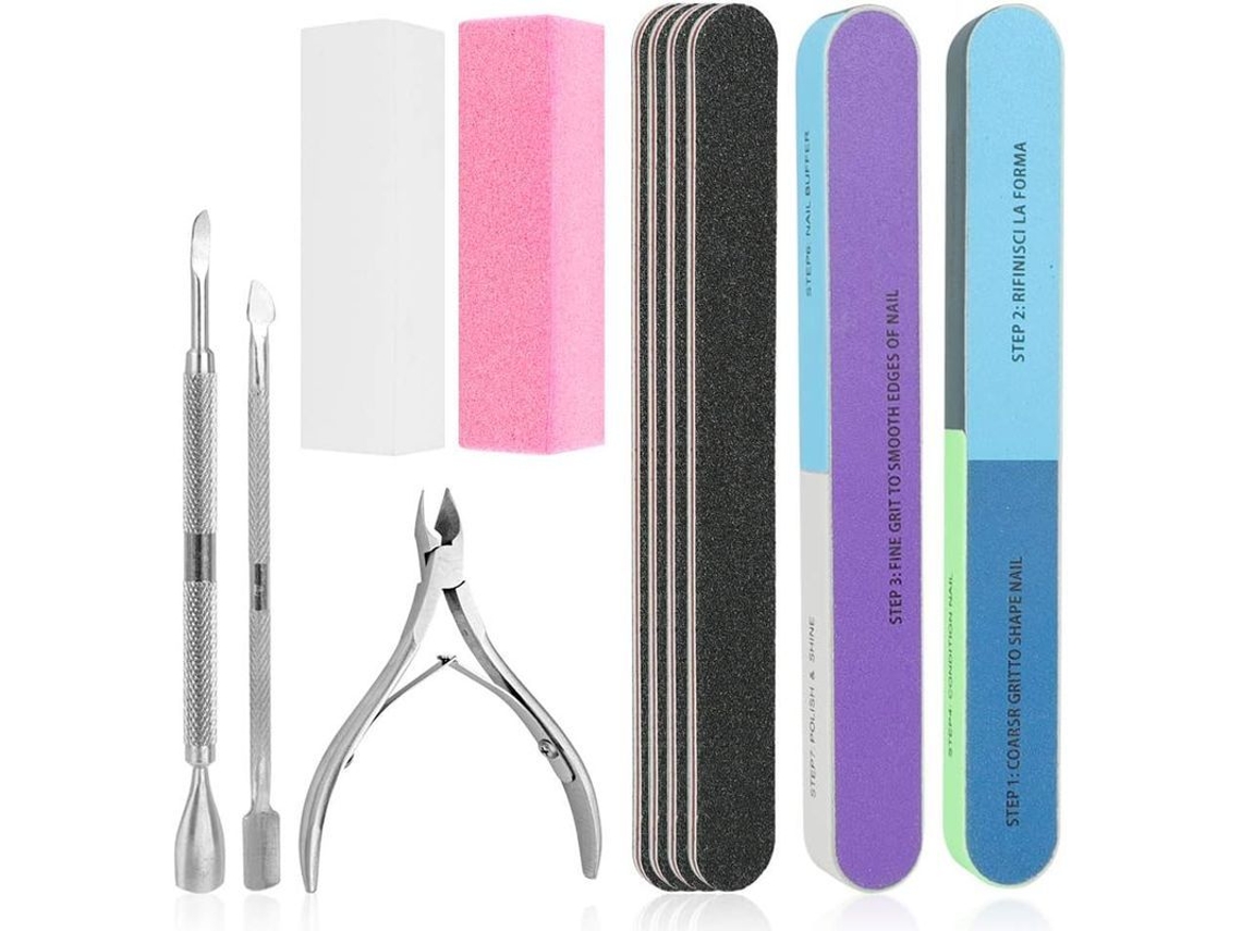 Juego De Limas De Uñas Con Alicates Y Empujadores De Cutículas, Herramientas De Manicura Para Eliminar La Piel Muerta Y Pulir Las Uñas.