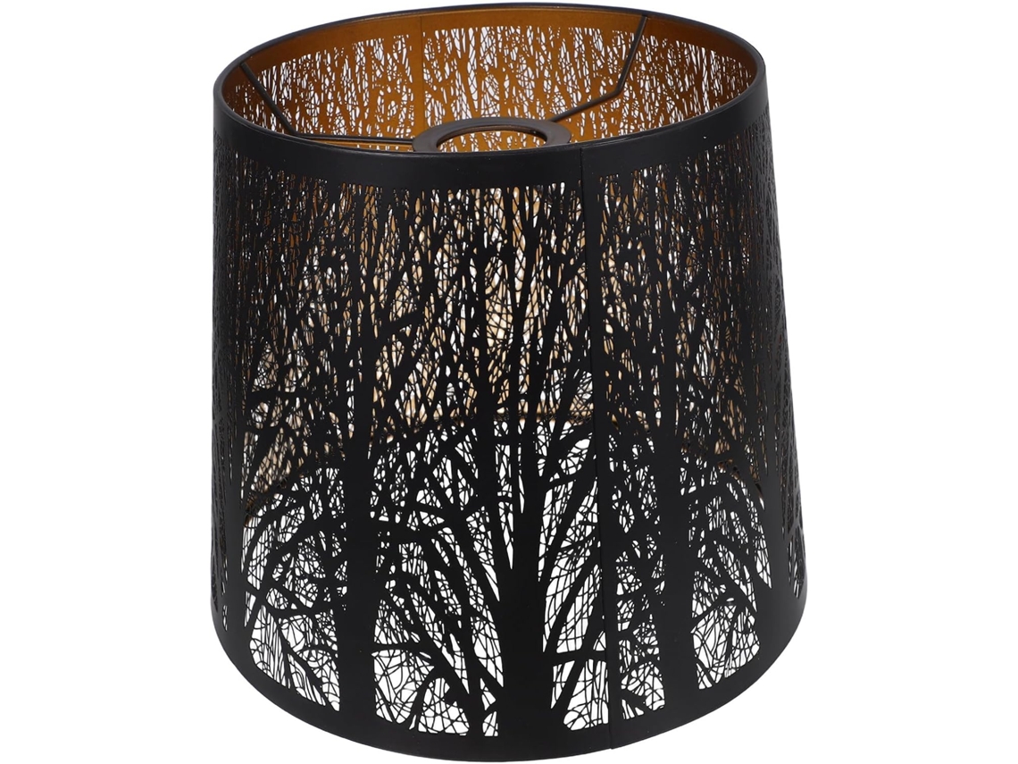 Metal Perforado Con Motivo Forestal, Suave Difusión De La Luz, Transmisión, Elegante Forma De Tambor, Adecuado