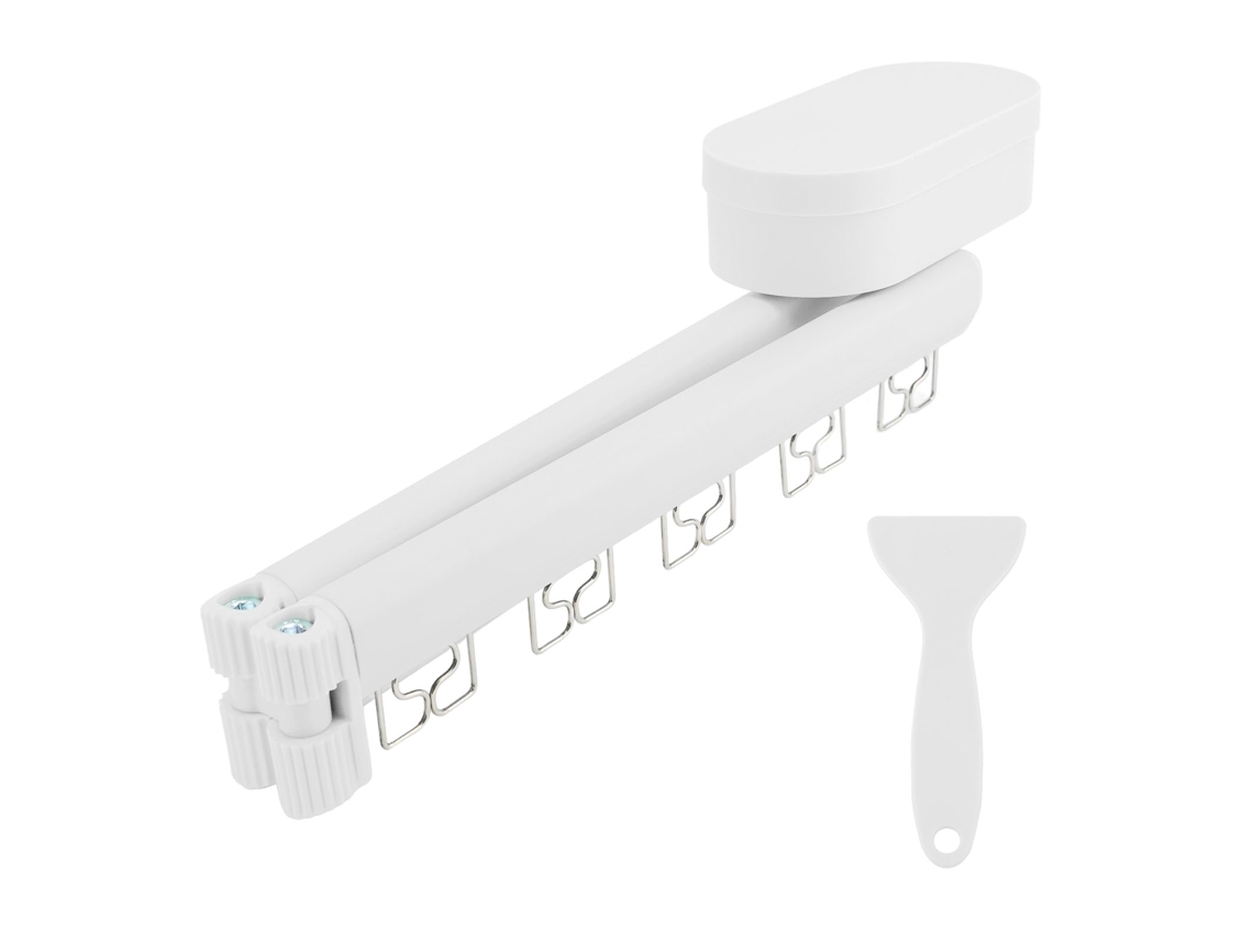 Tendedero plegable con ventosas y pinzas, blanco