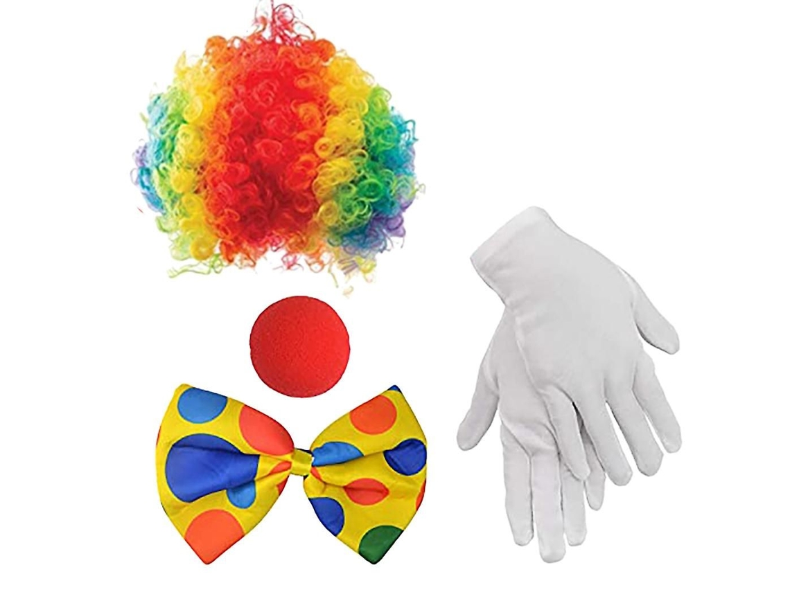Disfraz De Payaso Peluca De Payaso Nariz De Payaso Accesorios Pajarita Guantes Blancos Para Mujeres Hombres Adultos Carnaval P