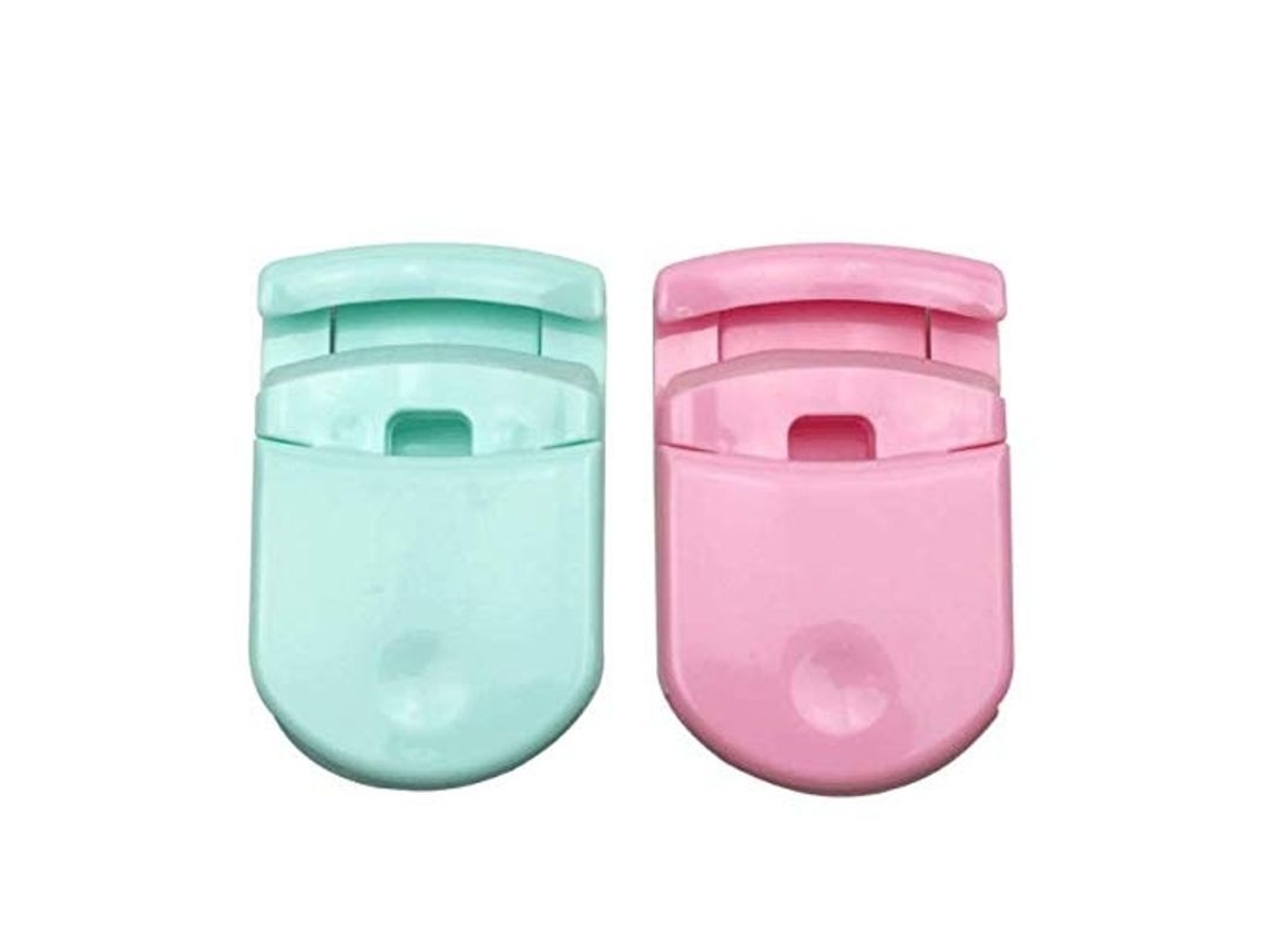 2 Rizadores De Pestañas Mini Portátiles De Plástico Para El Cuidado De Las Pestañas - Rosa Y Azul