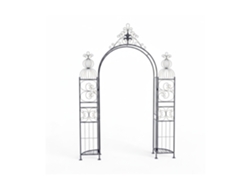Relaxdays: Arco Para Rosas Con Puerta, 2 Repisas, Metal, 263 X 190 X 39 Cm, Para Trepadoras, Negro