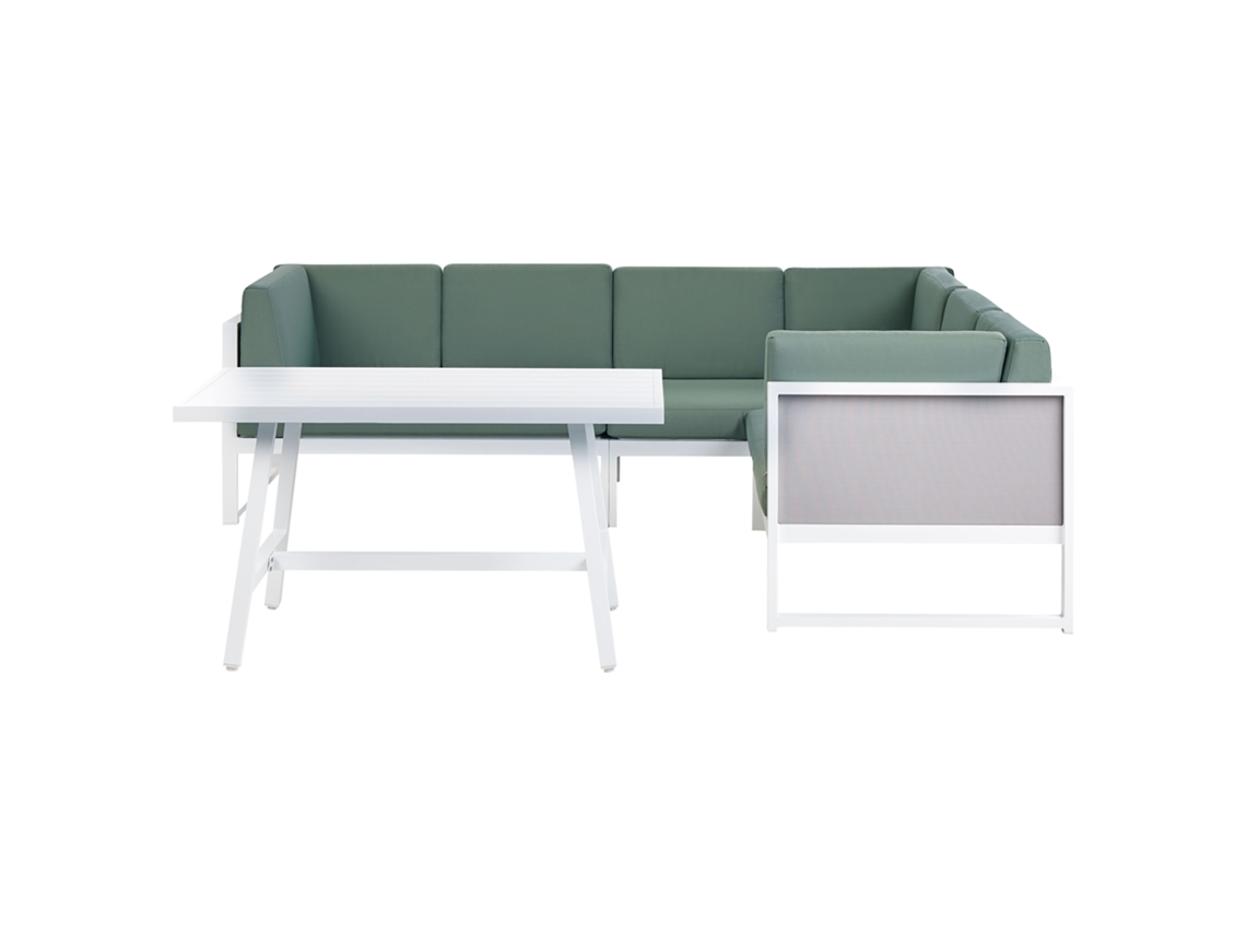 Conjunto de Jardín Castella Aluminio Verde con Mesa Centro 250X205X65 BELIANI