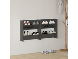 2 Uds Zapatero | Armario Zapateros De Pared Contrachapada Gris Brillo 60x18x60 Cm