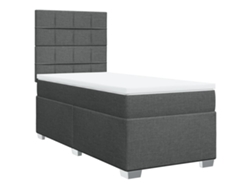 Maison Exclusive - Cama Box Spring Con Colchón Tela Gris Oscuro 90x200 Cm