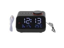 2026-reloj Despertador Digital Led Con Radio Fm, Temporizador, Temperatura Y Humedad Para Dormitorio Oficina Negro
