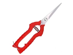 Tijeras de podar profesionales, hoja de 21 cm, longitud de 9,5 cm, peso 78,5 gramos, mango rojo ergonómico.