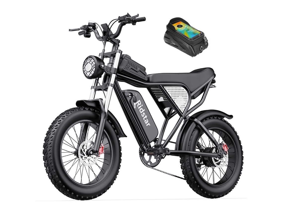 Bicicleta eléctrica Ridstar Q20 de 1500 W, 48 V, 20 Ah, 50 km/h, neumáticos anchos