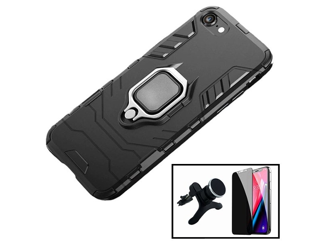 Kit Funda, Protector 5D y Soporte Magnético Coche iPhone SE New 2020 3x1 Military Defender