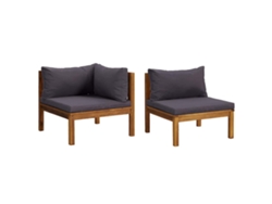 Maison Exclusive - Juego De Sofás 2 Pzas Con Cojines Gris Oscuro Madera De Acacia
