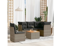 Conjunto de sofá de jardín con cojines de mimbre gris, Dkd Home Decor