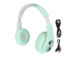 Fone De Ouvido Bluetooth Sem Fio Over Ear Redução De Ruído Plegável Luz Colorida Para Celular Laptop Verde