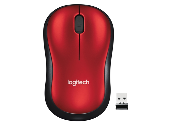Ratón LOGITECH M185 (Inalámbrico - Óptico - 1000 dpi - Rojo)