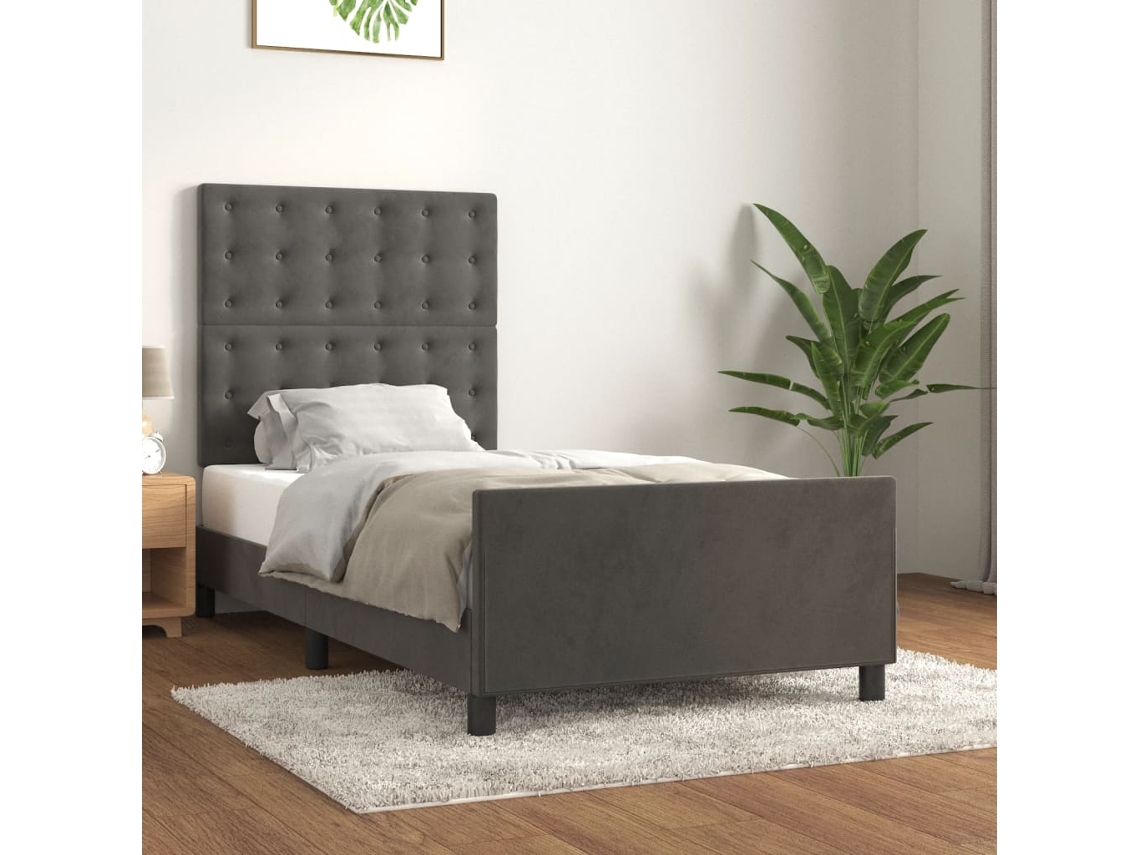 Estructura De Cama Sin Colchón Terciopelo Gris Oscuro 80x200 Cm