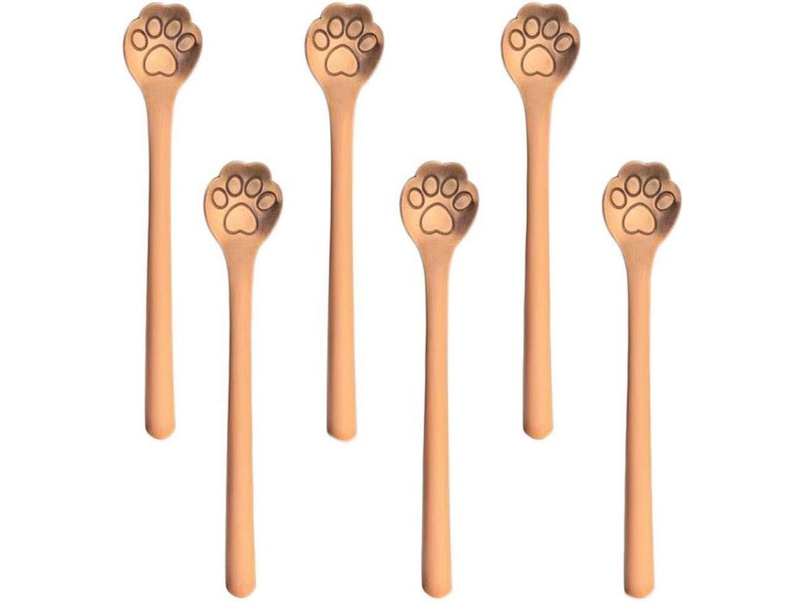 2026da-cucharas De Acero Inoxidable 304 Claw Gatito 5.9 Pulgadas Para Café Helado Postre Bebidas (oro Rosa) 6 Piezas