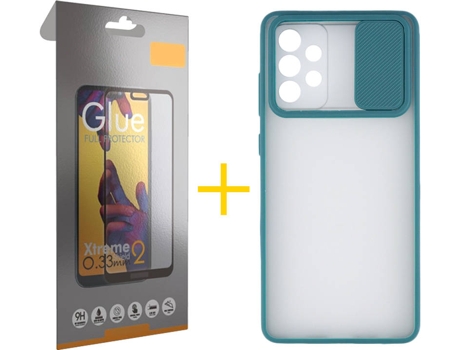 Carcasa y Protector de Pantalla de Vidrio Full Samsung A72 5G SKYHE Gel Protección Cámara Verde
