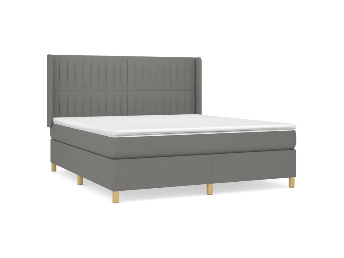 Maison Exclusive - Cama Box Spring Con Colchón Tela Gris Oscuro 180x200 Cm